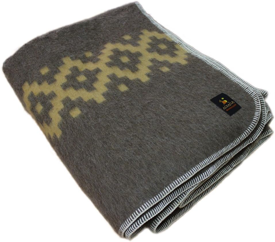 Navy Blue Soft Gray Queen Alpaca Wool Blanket X477
