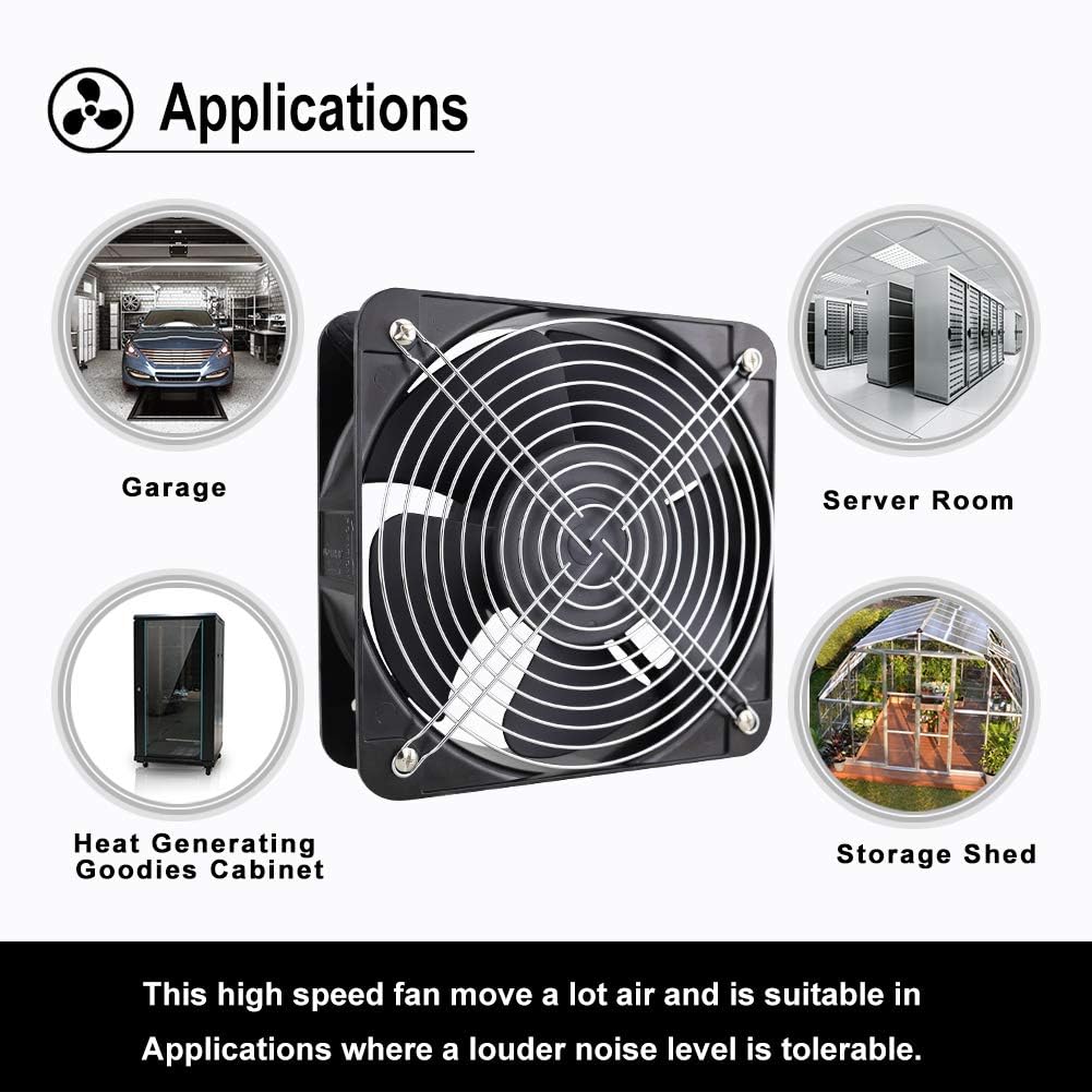 200mm x 60mm Dual Ball 110V 120V Industrial Cooling Fan Pack of 2 L1506