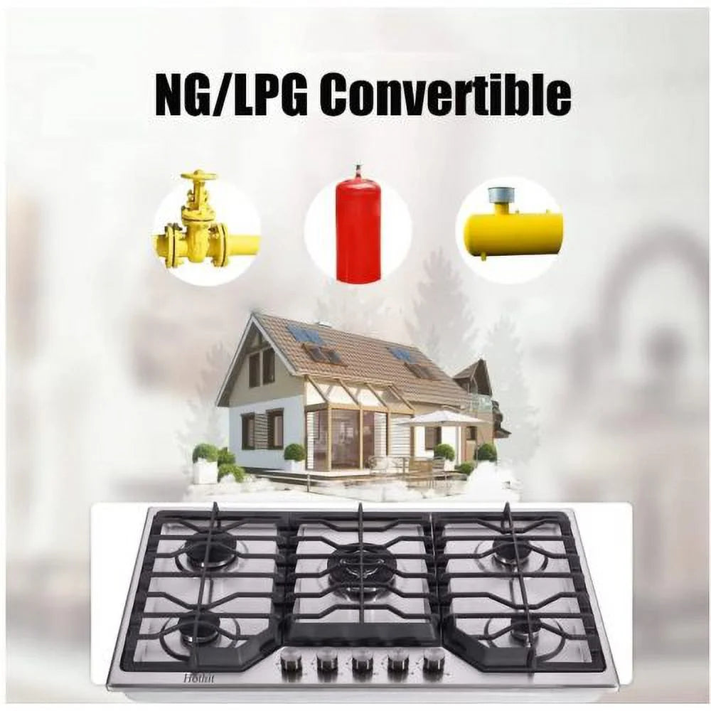 5 Burners 34 inch Gas Cooktop, 36000 BTU Stainless Steel Gas Range Top M9102