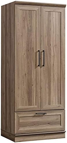 Storage Cabinet with 1-Drawer and Garment Rod in Dakota Oak Finish N6018