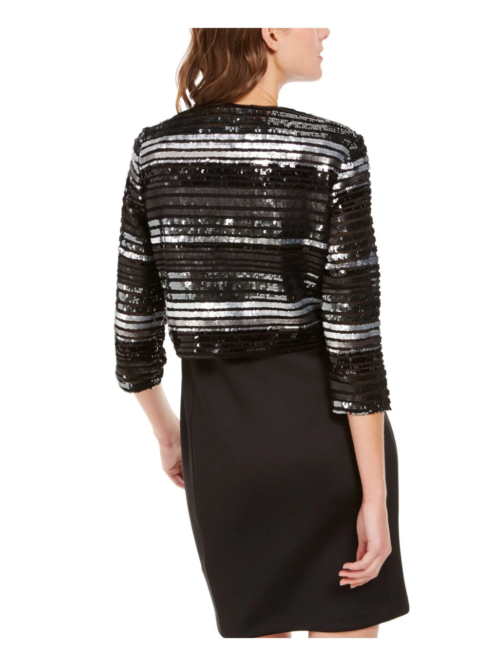 Black Sequined Bell Sleeve Open Cardigan R40441