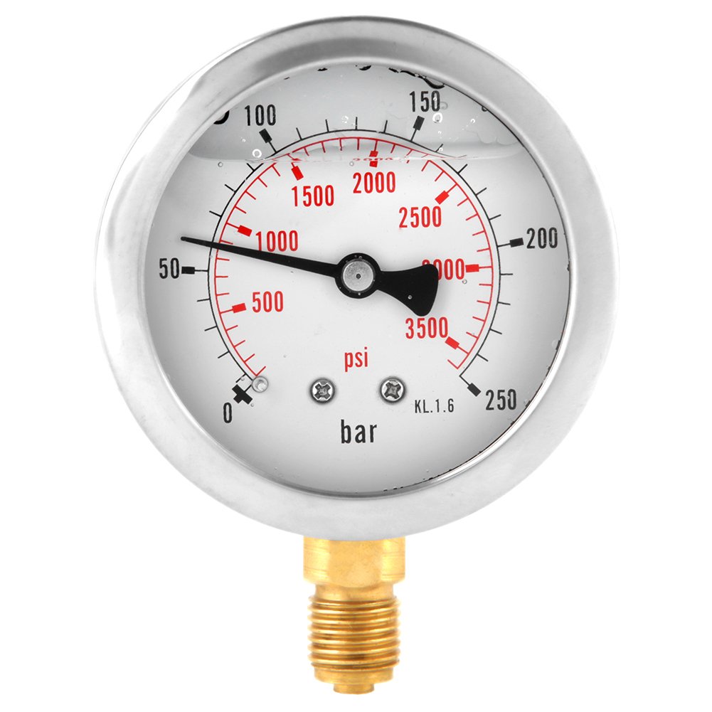 0-250Bar 0-3750PSI G1/4 63mm Mini Dial Pressure Gauge, Pack of 2 W9064