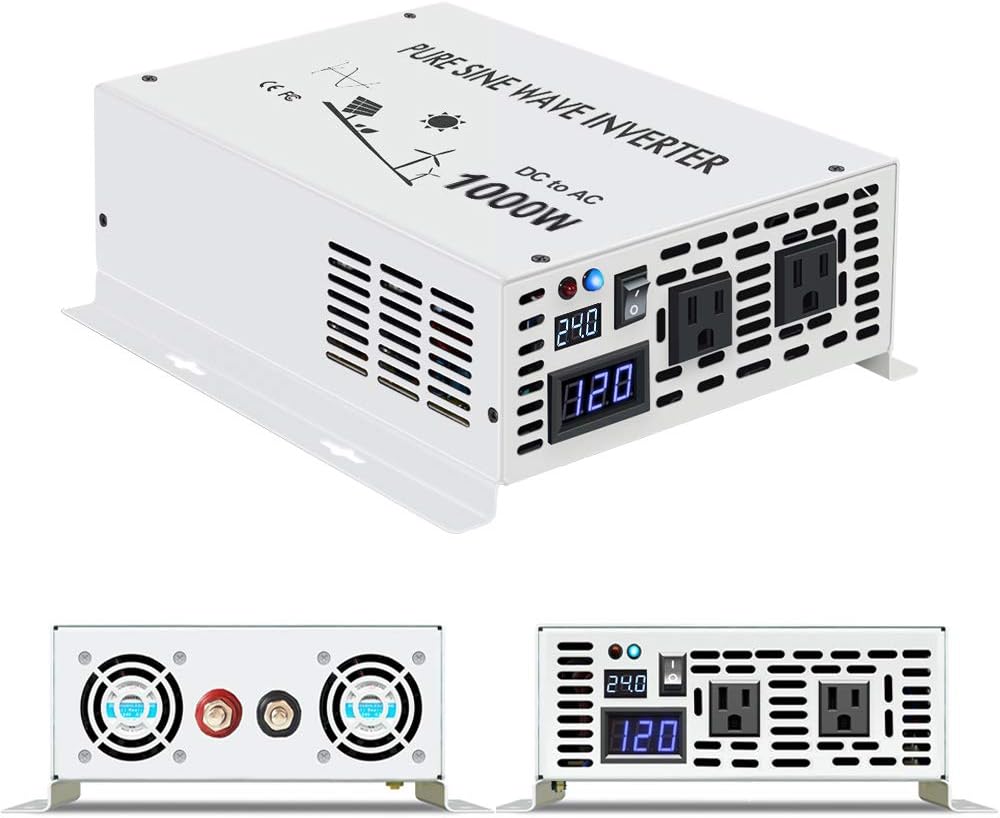 1000 Watt 12V Pure Sine Wave Power Inverter Dual 120V AC Outlets U529116