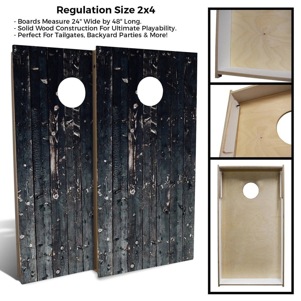 Black Plank Cornhole Set with Carrying Case H762
