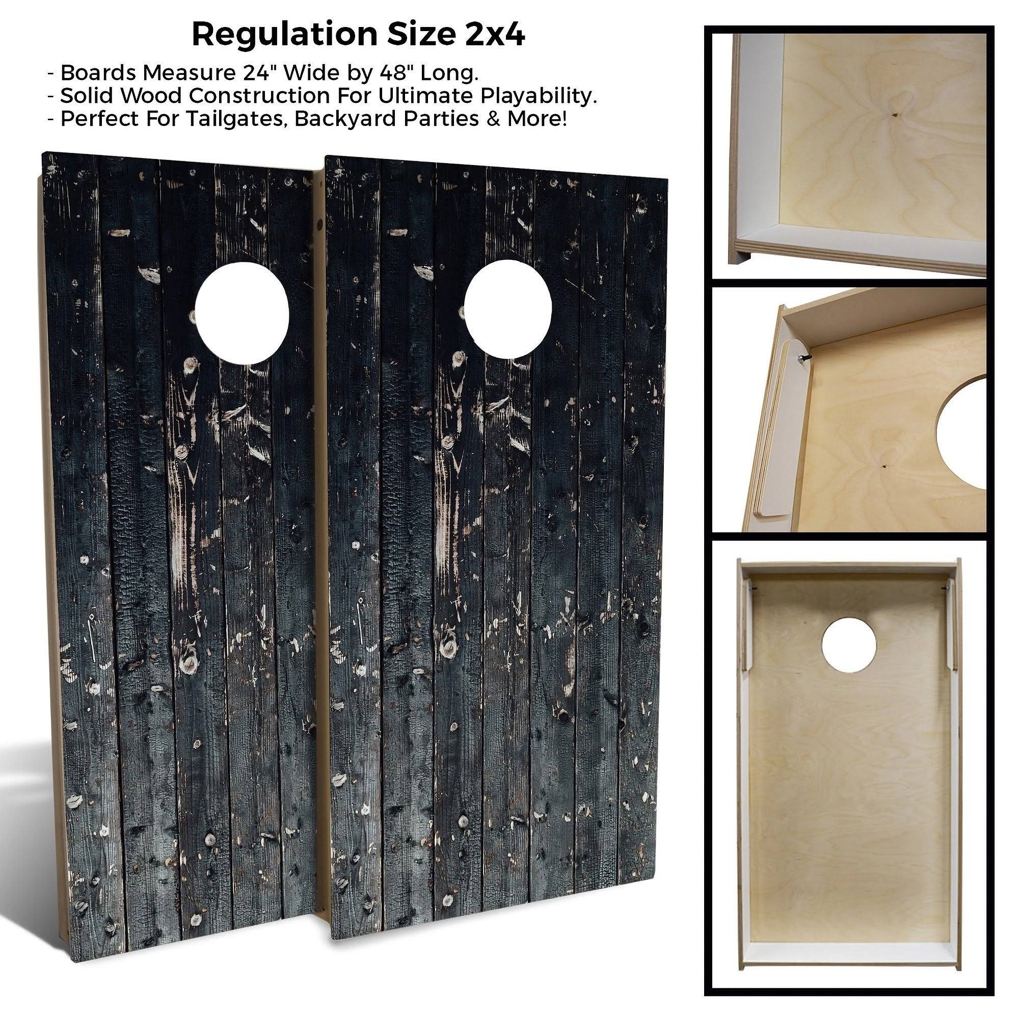 Black Plank Cornhole Set with Carrying Case H762