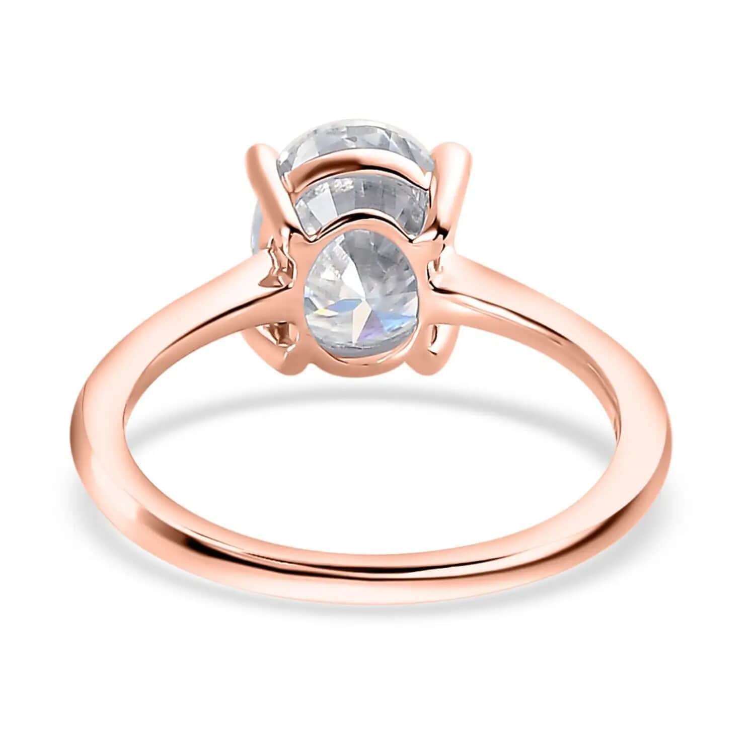 Moissanite Oval 10K Rose Gold Solitaire Ring Size 9 Ct 1.64 B2741