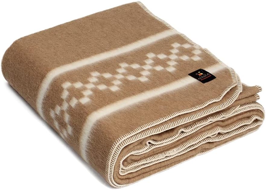 Navy Blue Soft Gray Queen Alpaca Wool Blanket X477