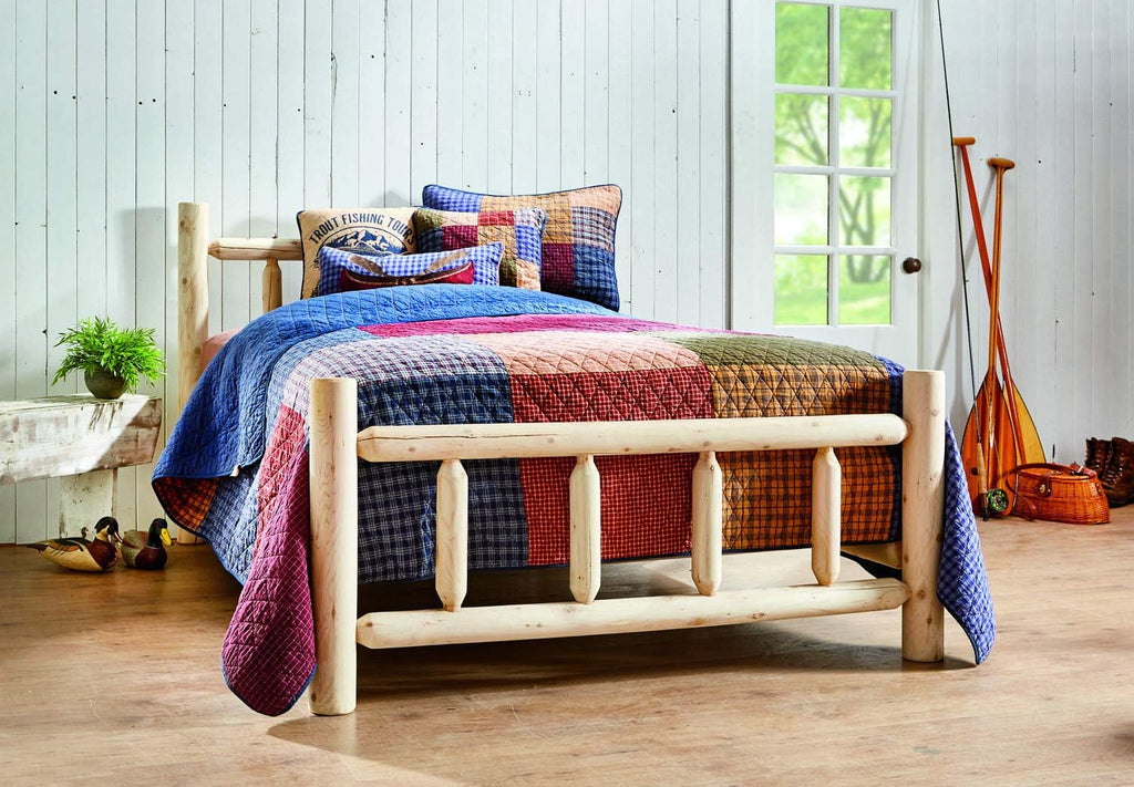 Cedar Log Queen Bed with Headboard and Footboard U5041