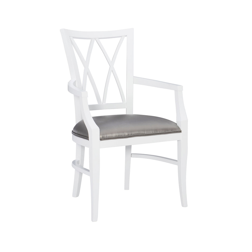 White Wood Dining Arm Chair C2437