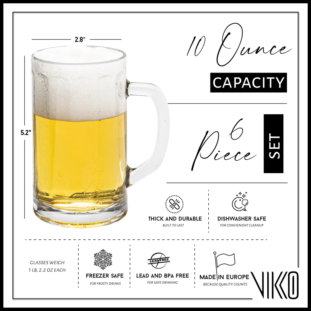 13.5 Ounce Clear Beer Mugs with Handle, Set of 6 Z571