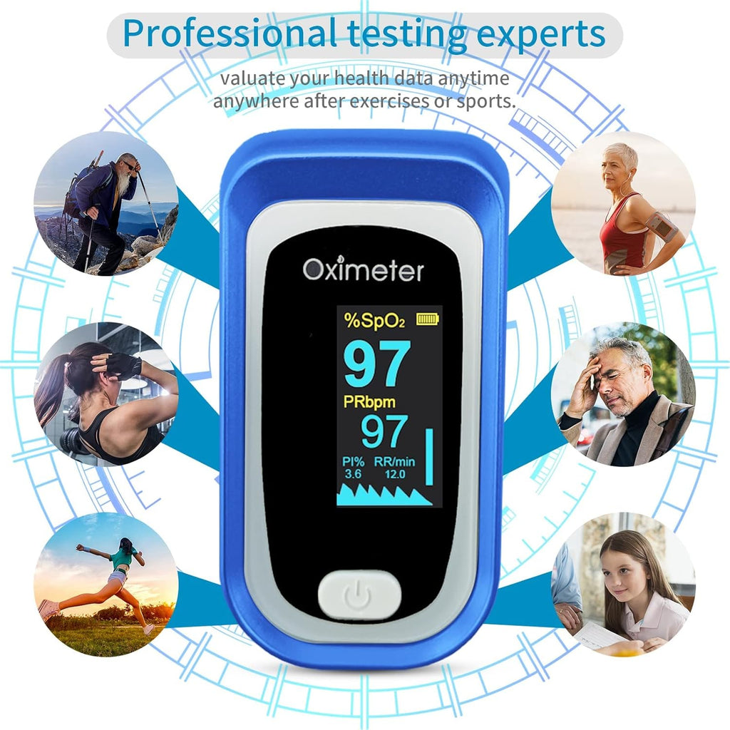 Blue Pack of 2 Portable Oxygen Monitor with OLED Display N9577