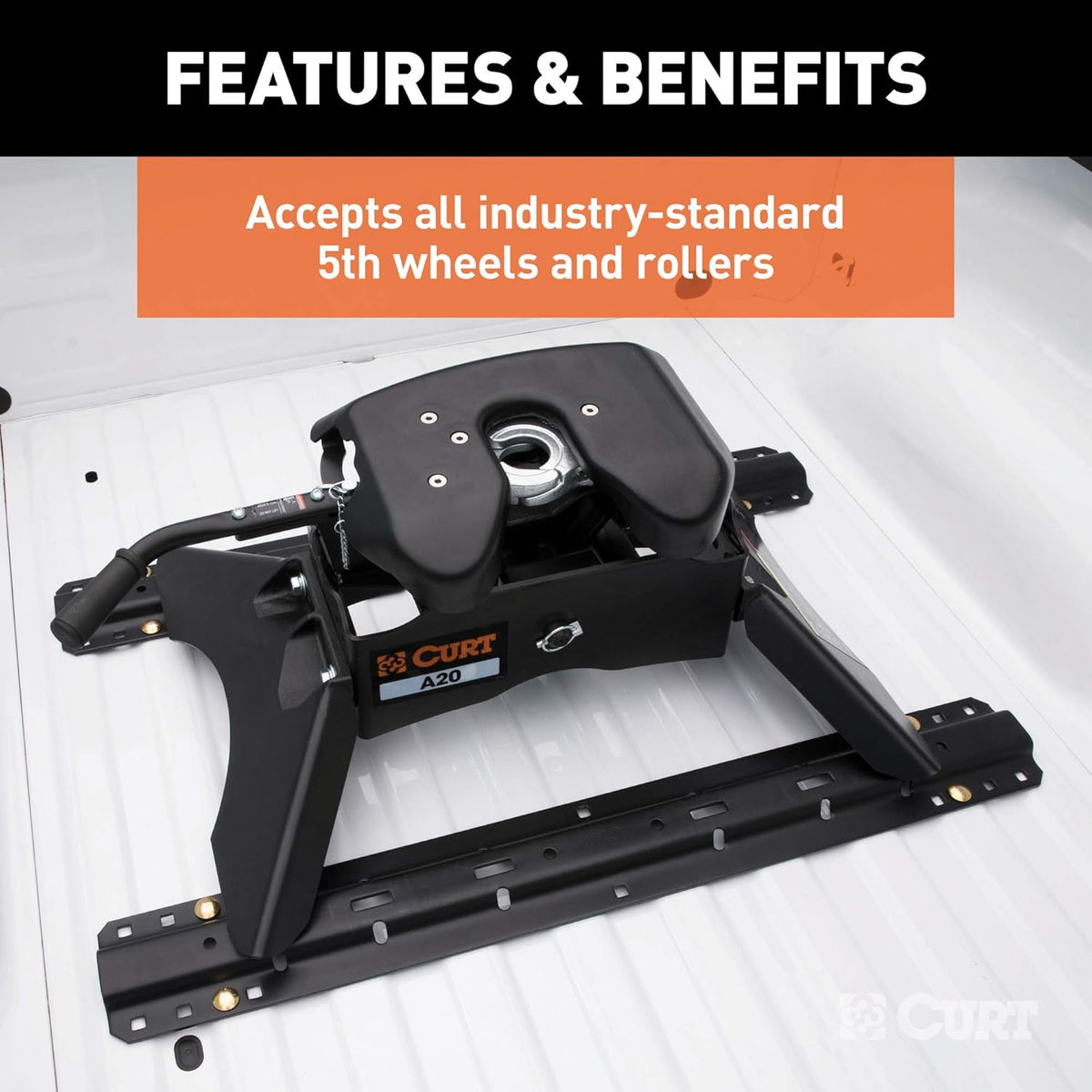 5th Wheel Hitch Rails, Carbide Black, 25,000 Pounds T456299