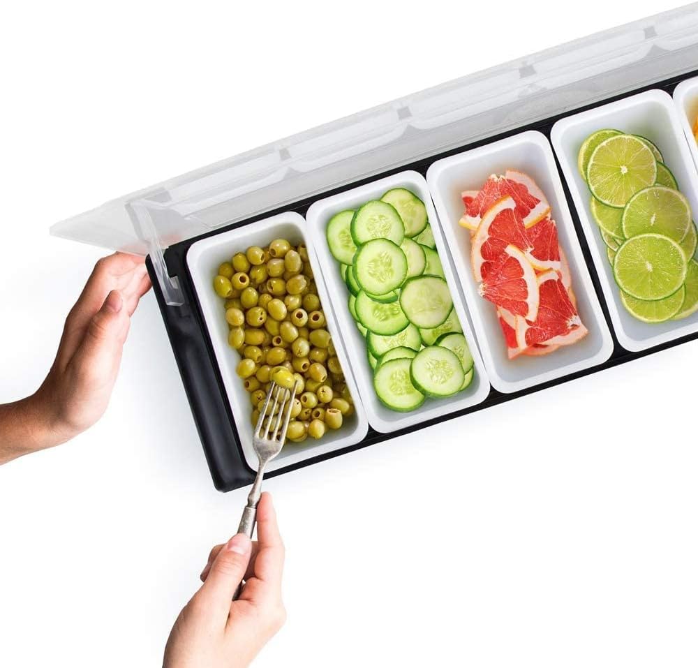 Black Large 6 Compartment Chilled Condiment Dispenser P47762