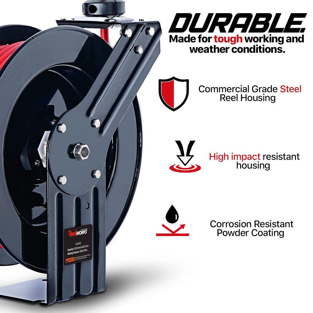3/8" x 50' Heavy Duty Industrial Air Hose Reel S60239