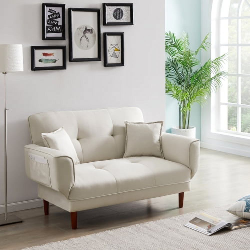 Beige Upholstered Sofa Bed with 2 Pillows Y78033