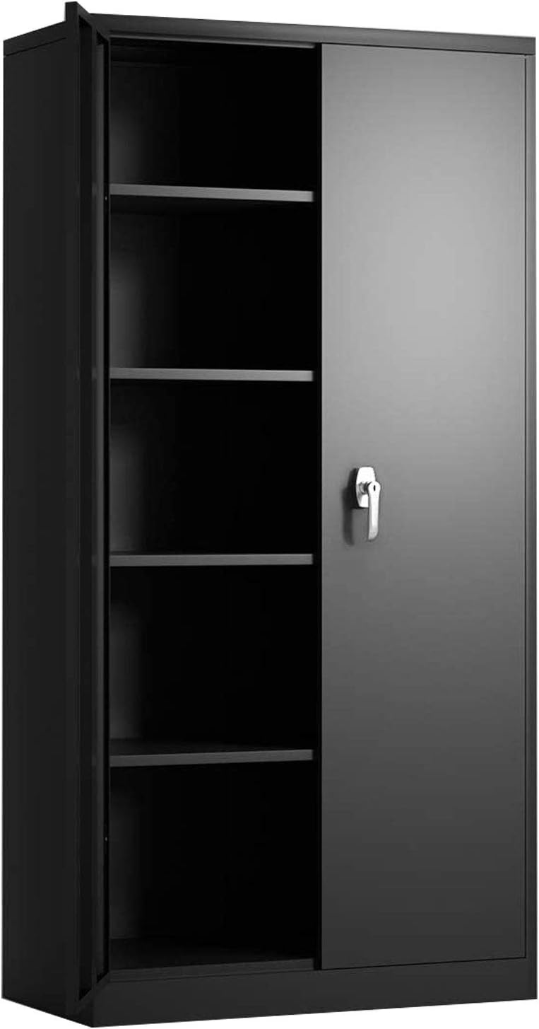 Tall Metal Storage Cabinet with 4 Adjustable Shelves N48381