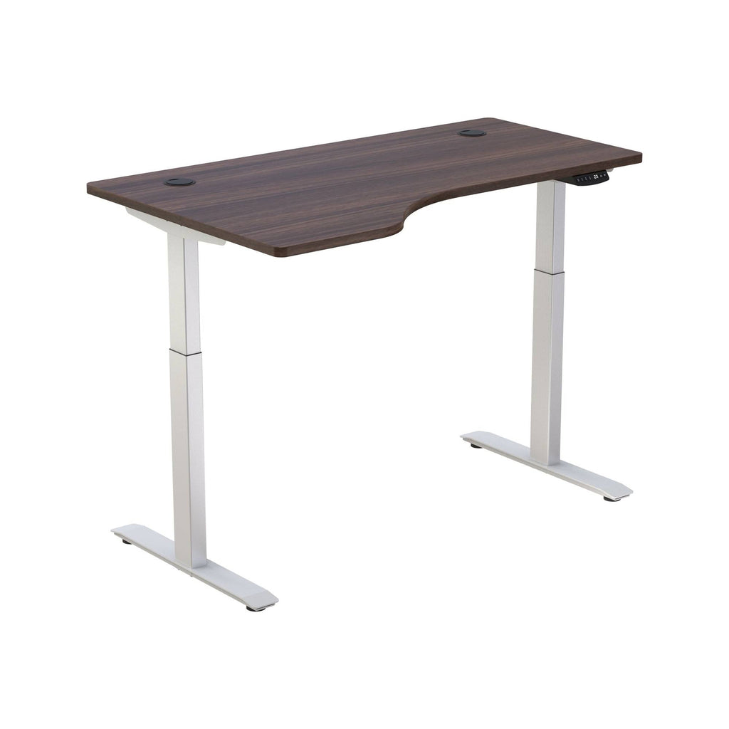 White/Brown L-Shaped Electric Height Adjustable Standing Desk R641942