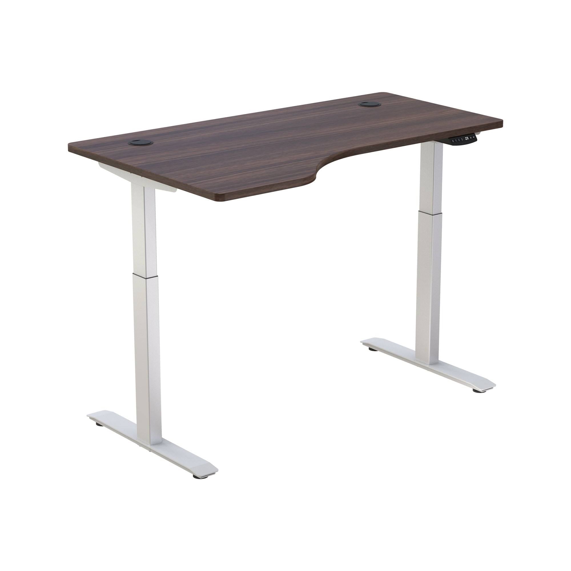 White/Brown L-Shaped Electric Height Adjustable Standing Desk R641942