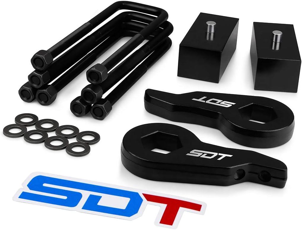 3" Front 2" Rear Full Leveling Lift Kit Adjustable Torsion Keys + Rear Blocks + U-bolts Fits 1988-1999 Chevy GMC K1500, 1999-2007 Silverado Sierra 1500 4WD V3727