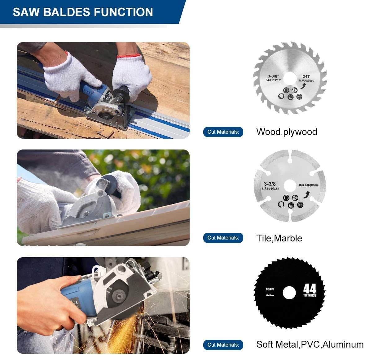 Mini Circular Saw with 2 x 15" Guide Rails, 3 Saw Blades, Pack of 2 L435724