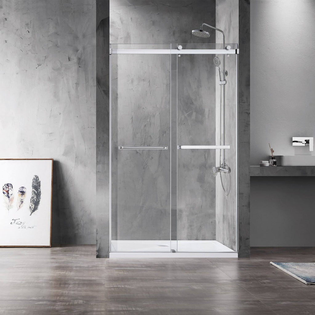 Chrome Double Sliding Frameless Shower Door U4556