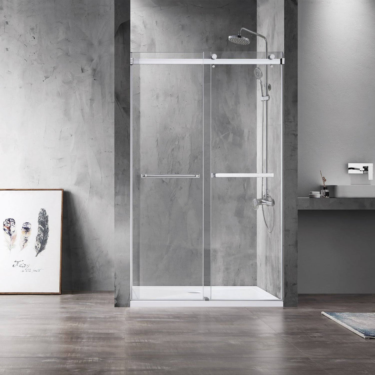 Chrome Double Sliding Frameless Shower Door U4556