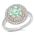 2.47ct Round Cut Blue Moissanite 18k White Rose Gold Halo Ring T379007