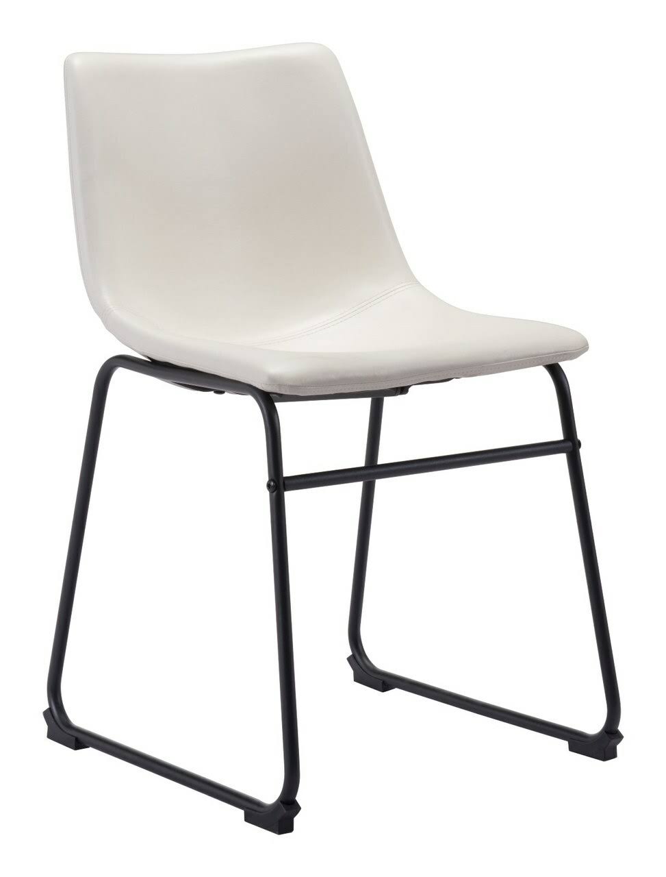 Distressed White Faux Leather Steel Dining Chair W143673