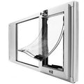 Small Brushed Aluminum Pet Door for Vertical Windows A842