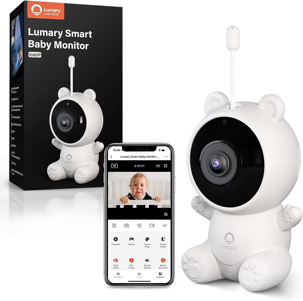 1080P WiFi Baby Monitor with Camera and Infrared Night Vision N554