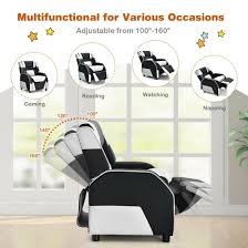 White PU Leather Kids Gaming Sofa Recliner with Headrest and Footrest Y145145