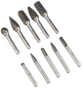 Tungsten Carbide Rotary Burr Set, Bright Finish, 10 Pieces Q86331