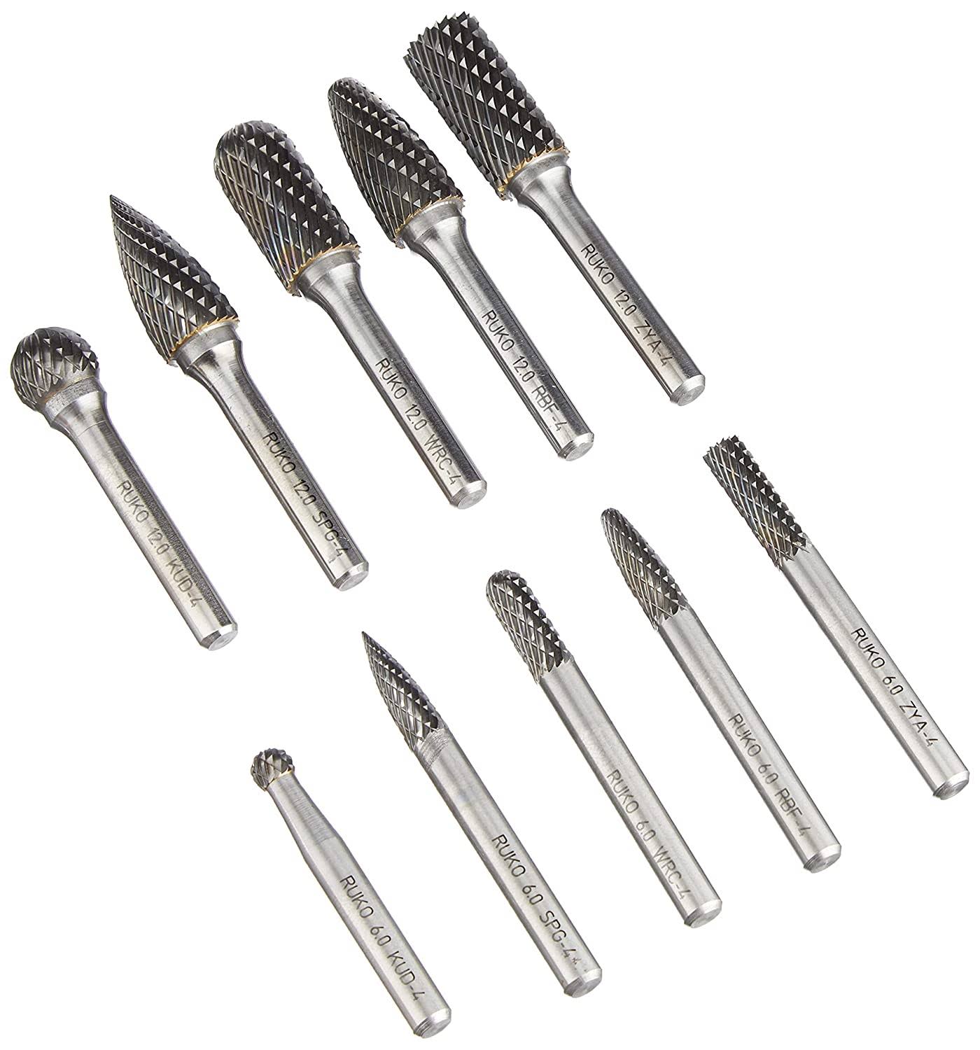 Tungsten Carbide Rotary Burr Set, Bright Finish, 10 Pieces Q86331