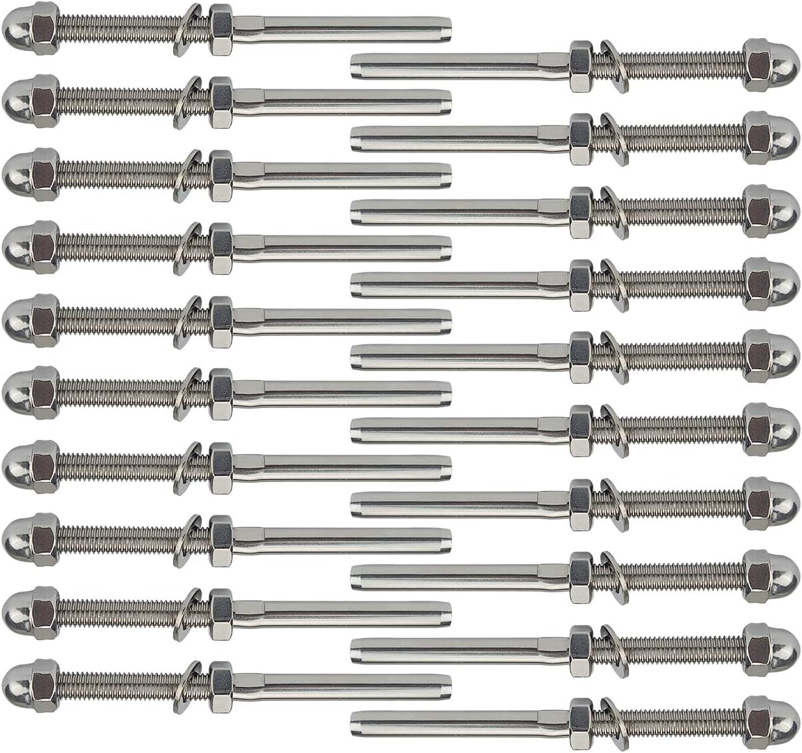 20 Pack 1/8 Cable Railing Kit T316 Stainless Steel Terminal W1981