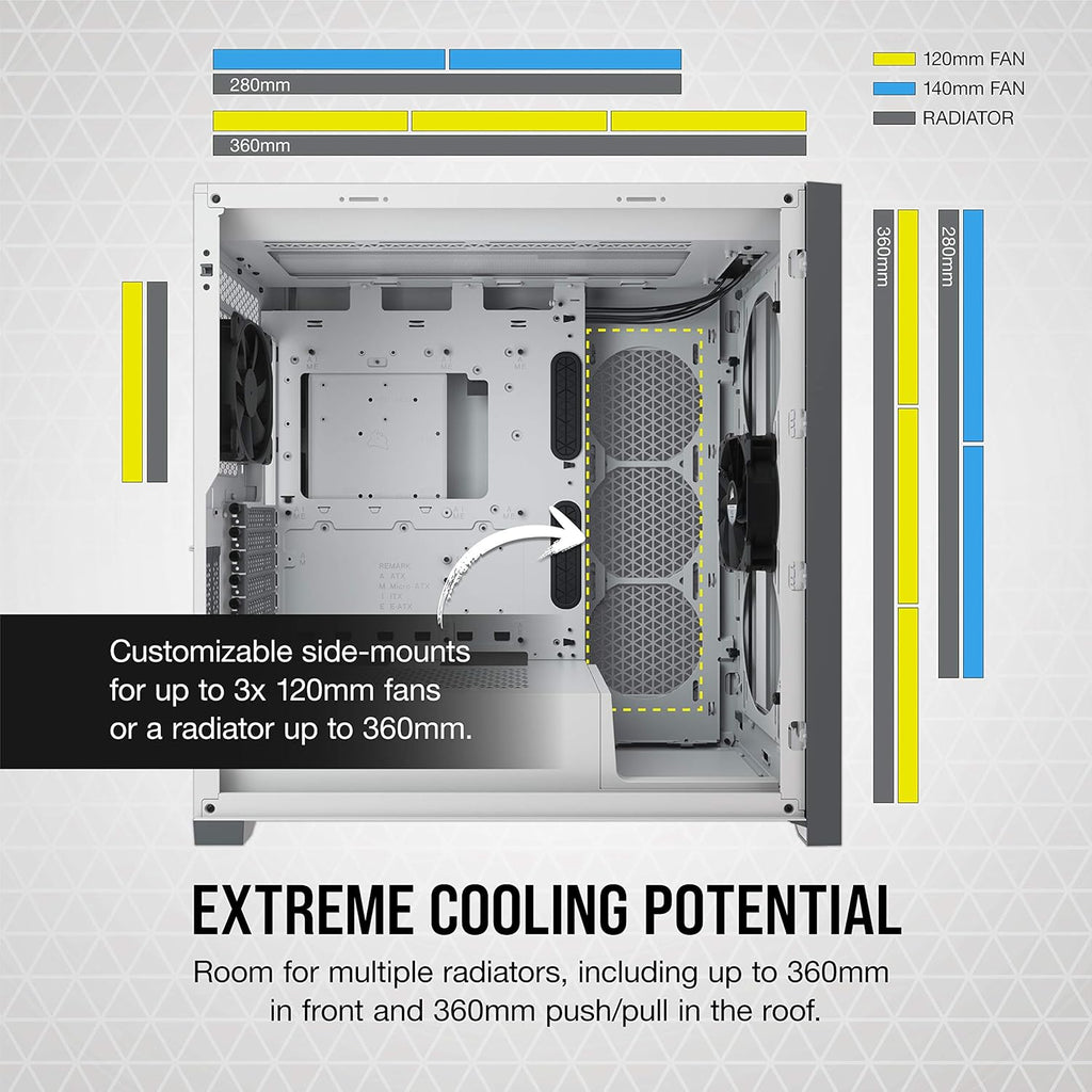 White Tempered Glass Mid-Tower ATX PC Case D93118