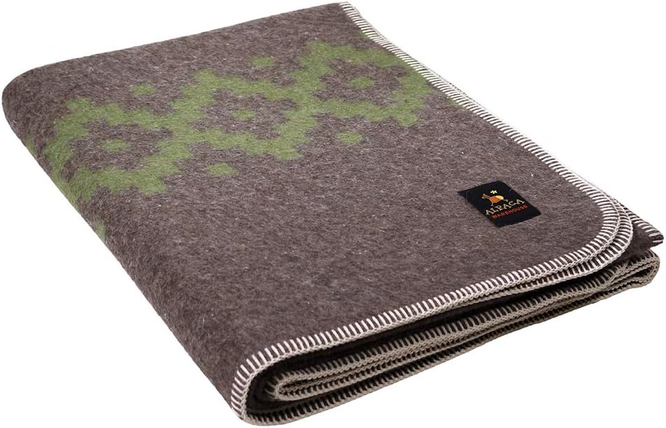Navy Blue Soft Gray Queen Alpaca Wool Blanket X477