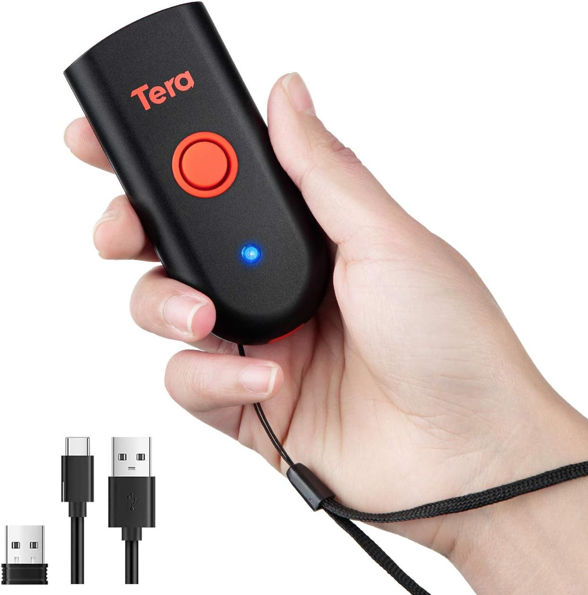 Wireless Barcode Scanner, Waterproof Shockproof Mini Pocket 2D Scanner, Bluetooth 5.0 & USB Wired & 2.4G Bar Code Reader K1749