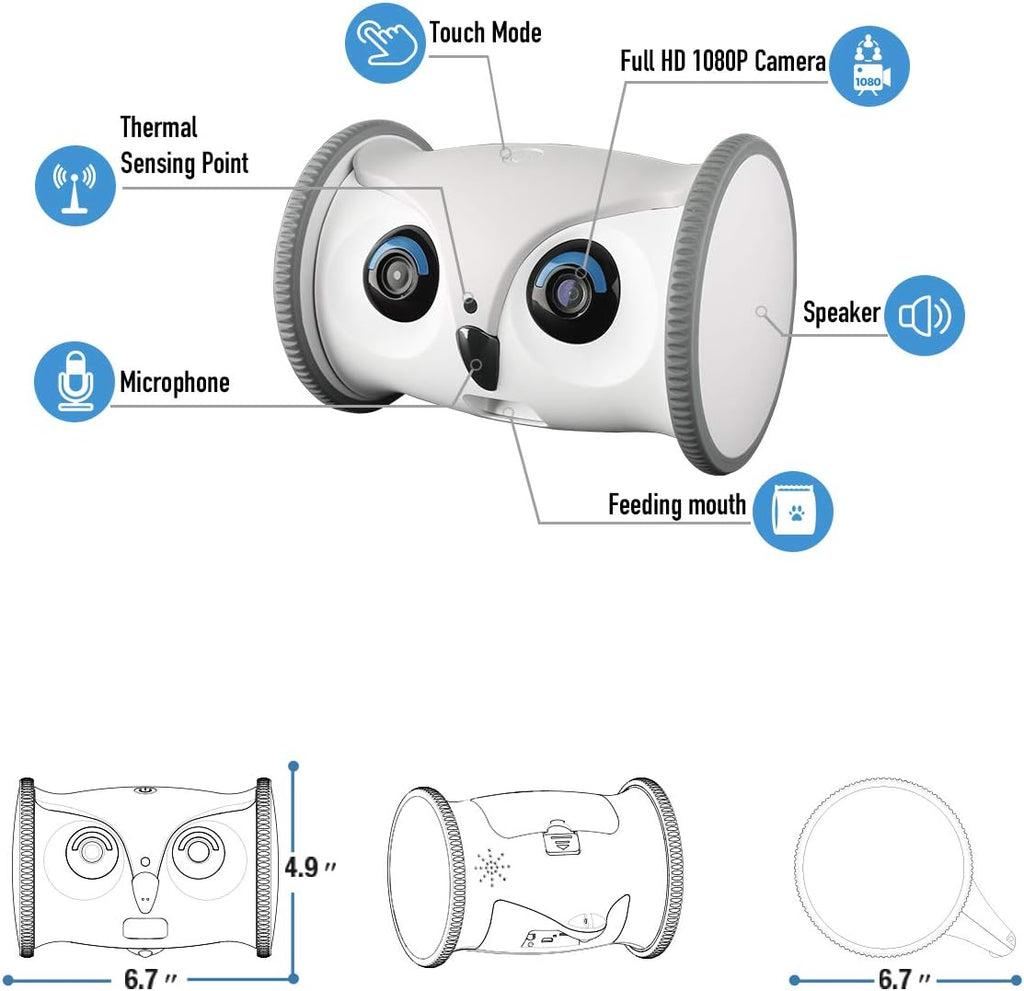 Owl Robot Pet Camera with Treat Dispenser H7219