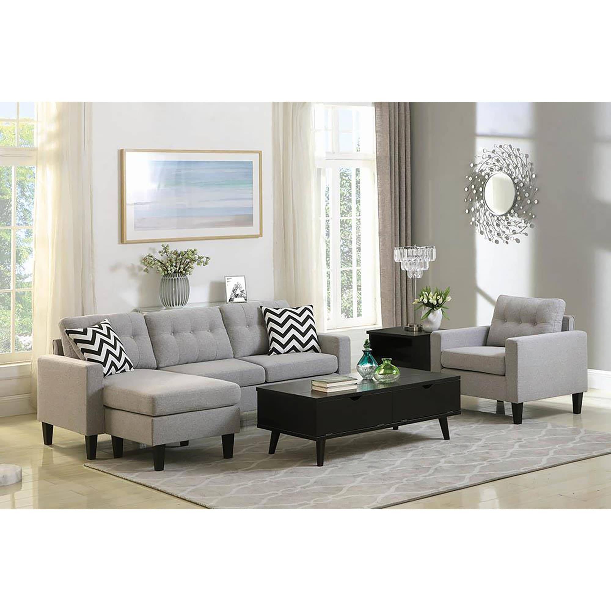 Light Grey Tufted Accent Chair M8855