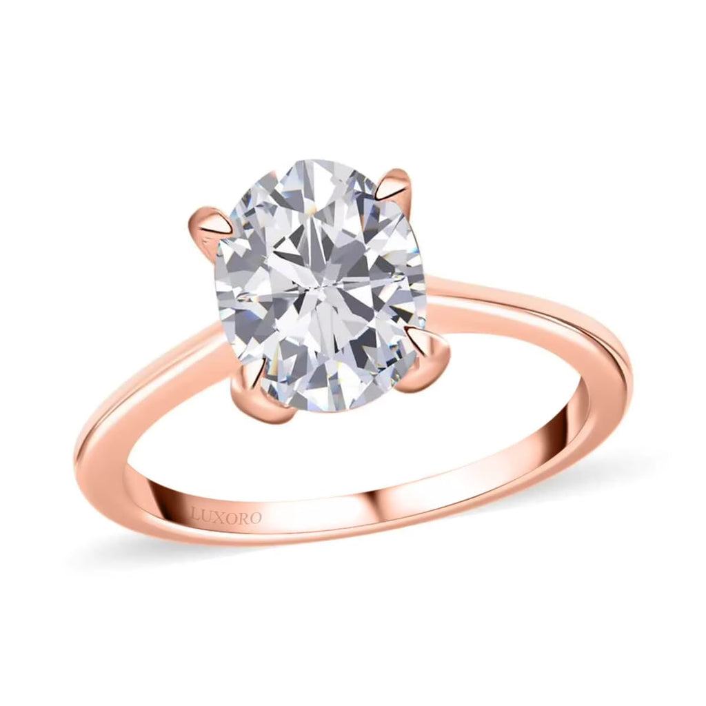 Moissanite Oval 10K Rose Gold Solitaire Ring Size 9 Ct 1.64 B2741