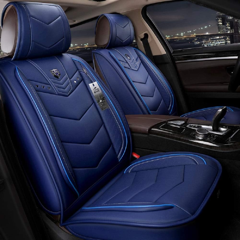 Black Leather Car Seat Covers 5 Seats Full Set R29711