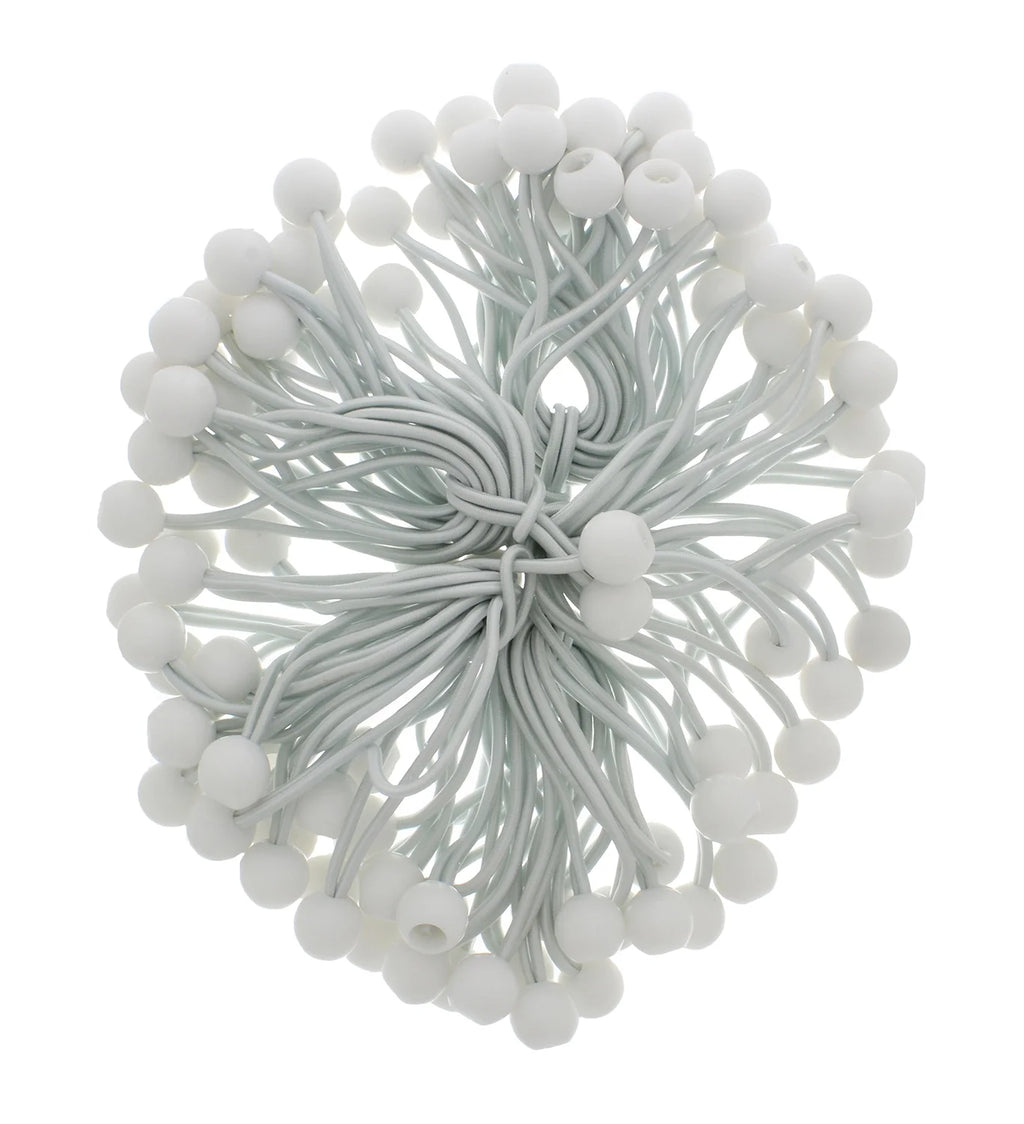 100 Pack White 6 Inch Ball Bungee Cords E230270