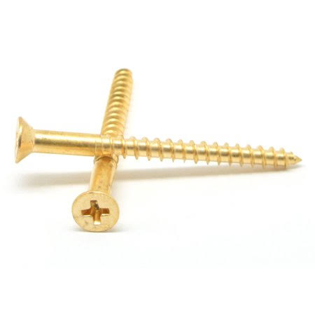 Brass Wood Screw Phillips Flat Head Pk 100 K6022