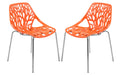 Orange Set of 2 Dining Chair with Chromed Legs M665