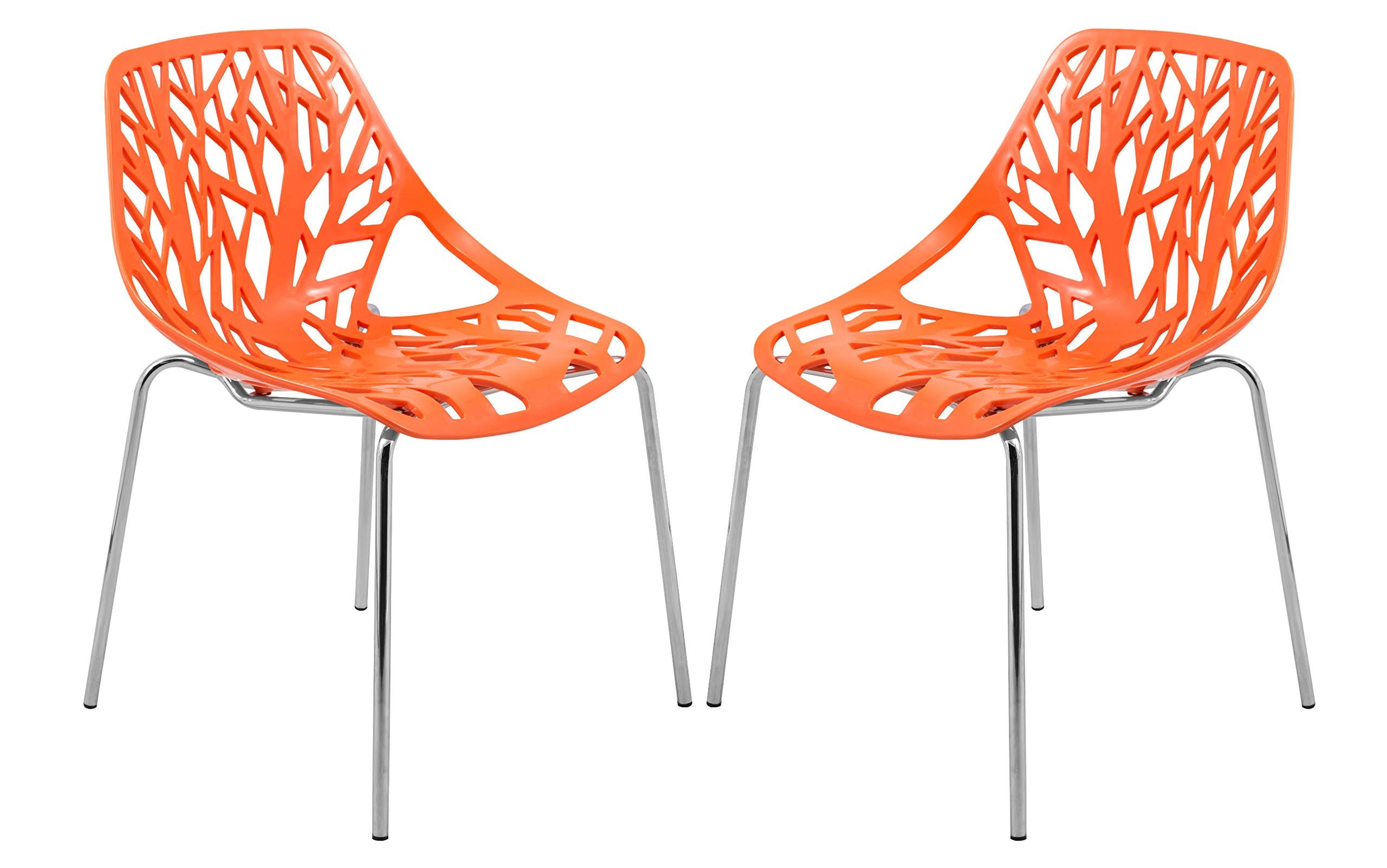 Orange Set of 2 Dining Chair with Chromed Legs M665