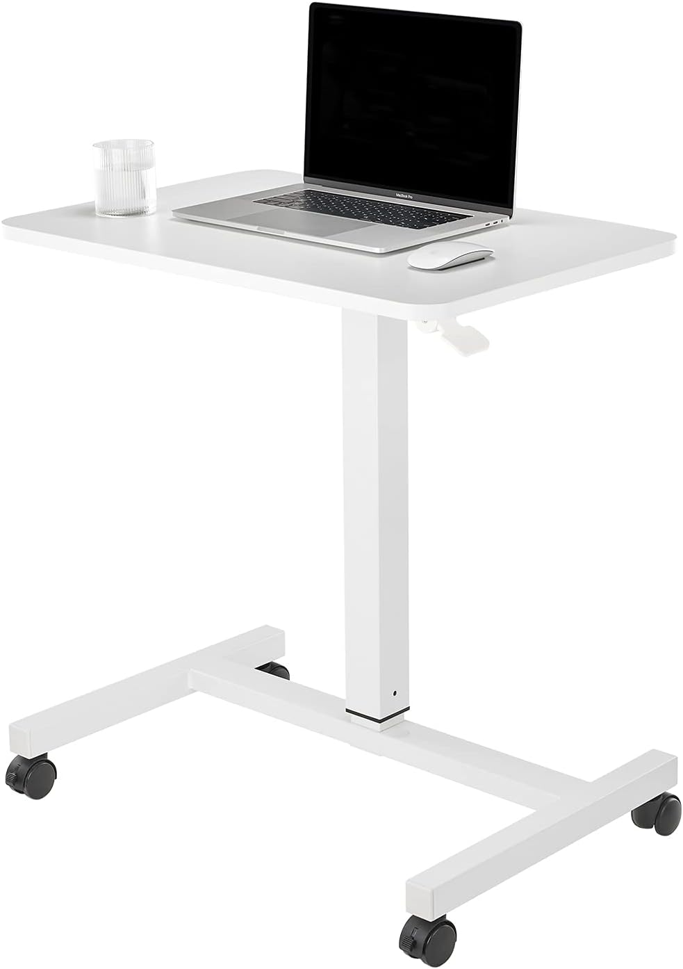 Mobile Laptop Desk Height Adjustable Rolling Cart with Lockable Wheels Beige S898240