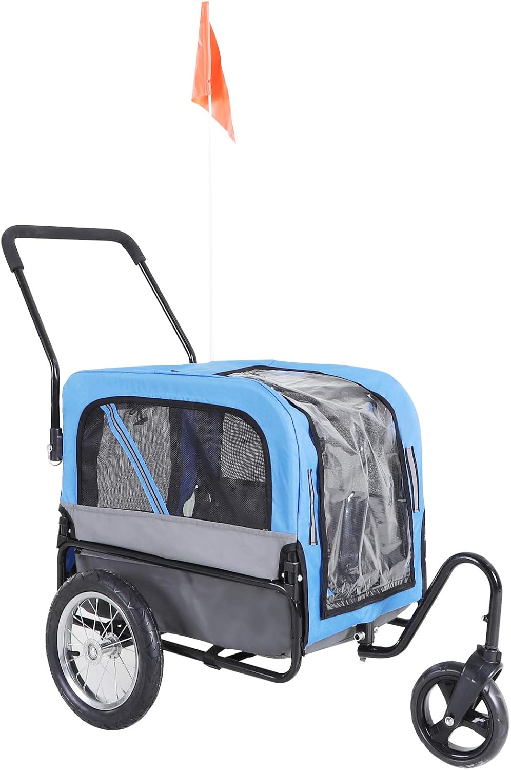 Red Dog Bike Trailer Pet Stroller Cart Wagon Cargo Carrier with 360-Degree Swivel Wheels C410