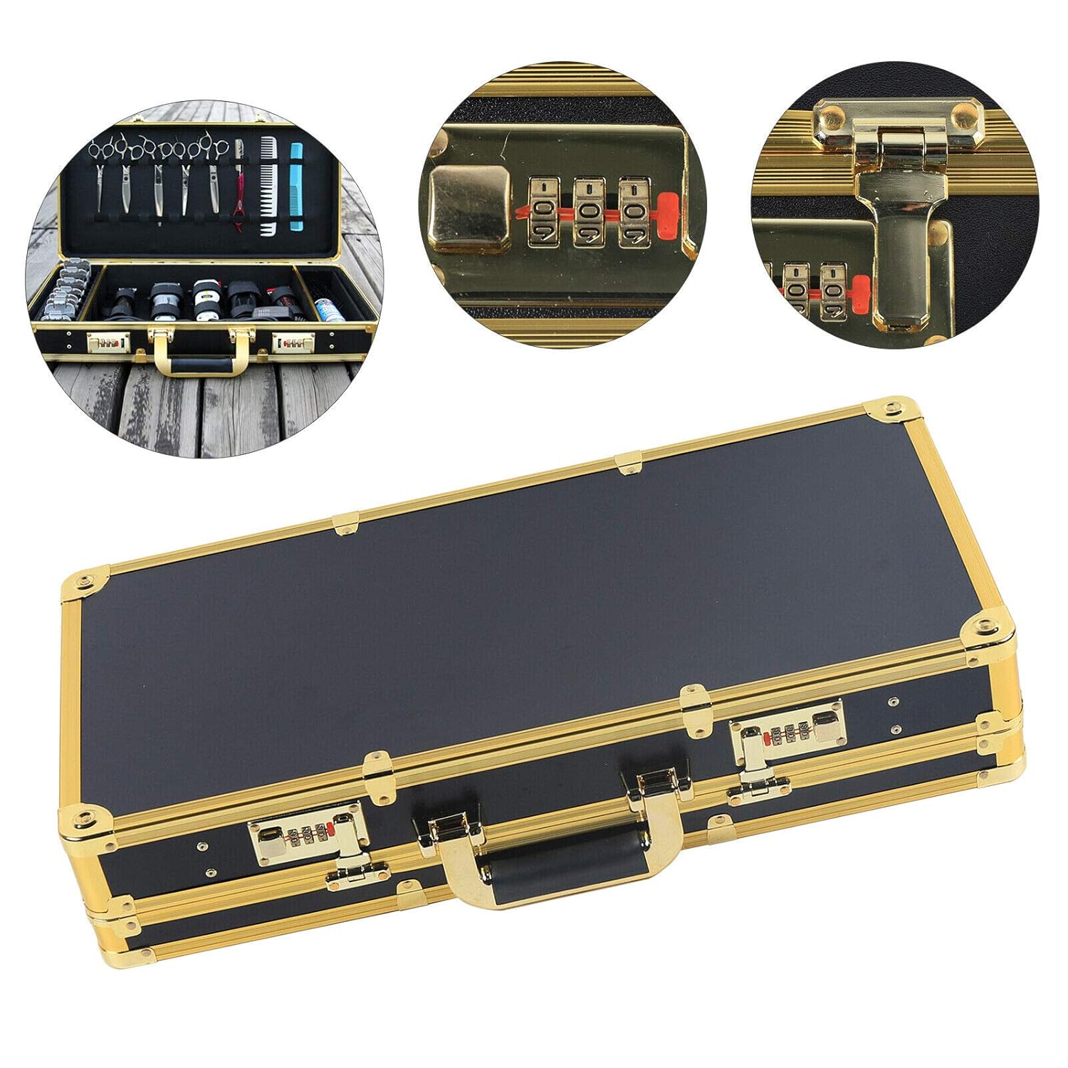 Barber Case Suitcase Carrying Case for Clippers Trimmers Scissors Combs Tools O299307