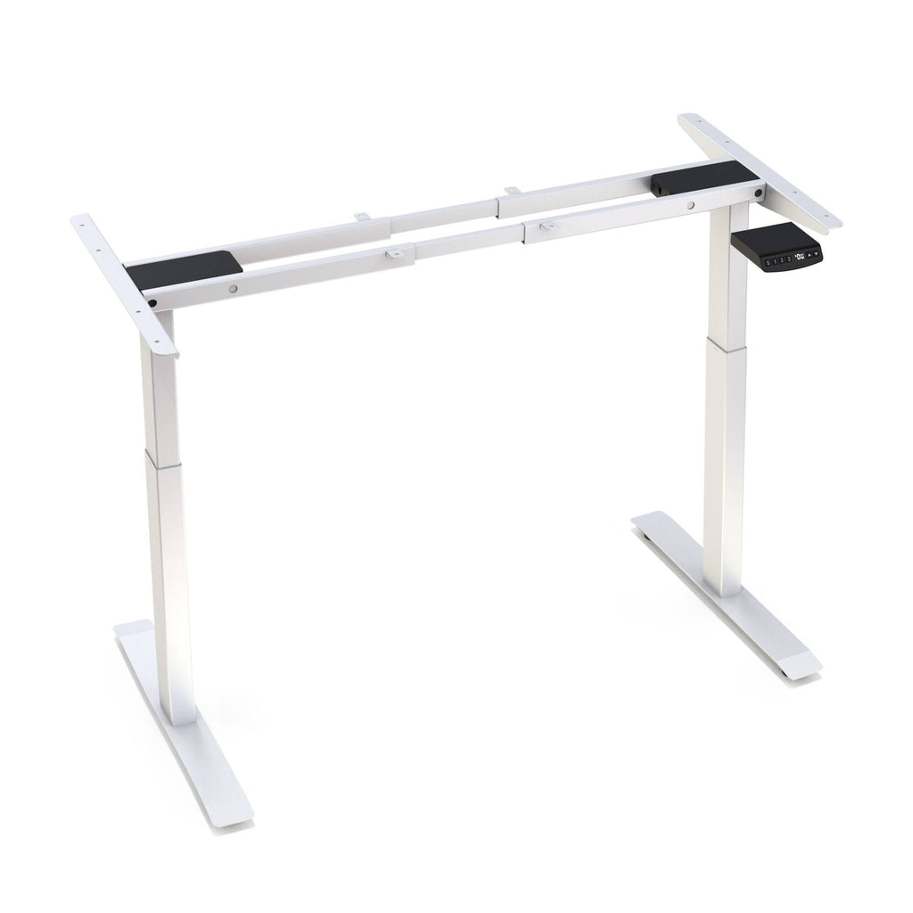 White/Brown L-Shaped Electric Height Adjustable Standing Desk R641942