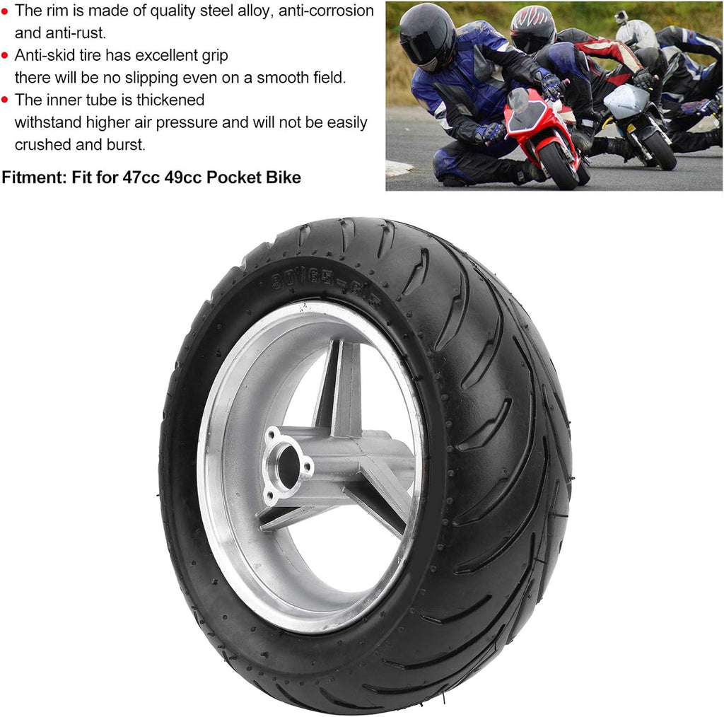Mini Bike Tire Wheel Tyre Rims Anti-Skid Accessories Fit for 47cc 49cc Pocket Bike Front Wheel Pack of 2 K410